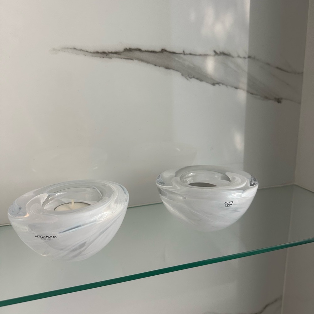 Kosta Boda Swirl Glass Candle Holders